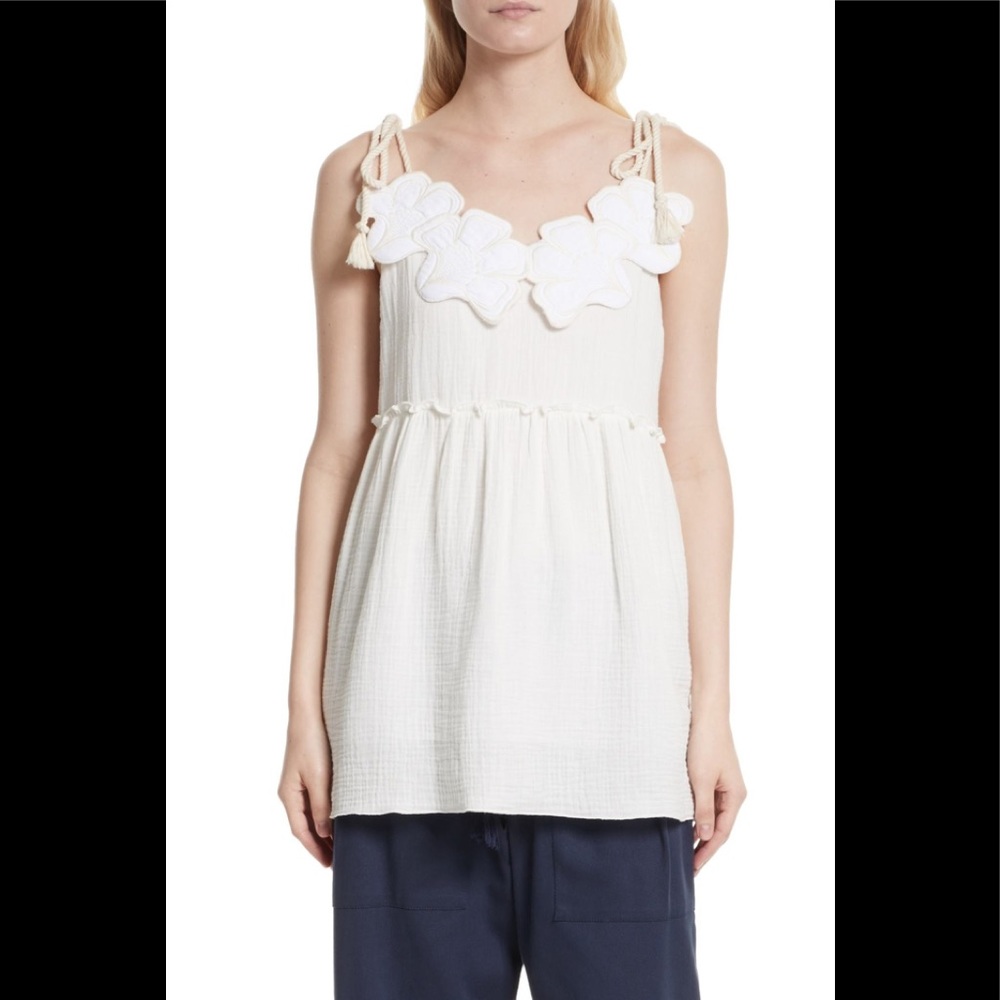 See by chloe floral appliqué top